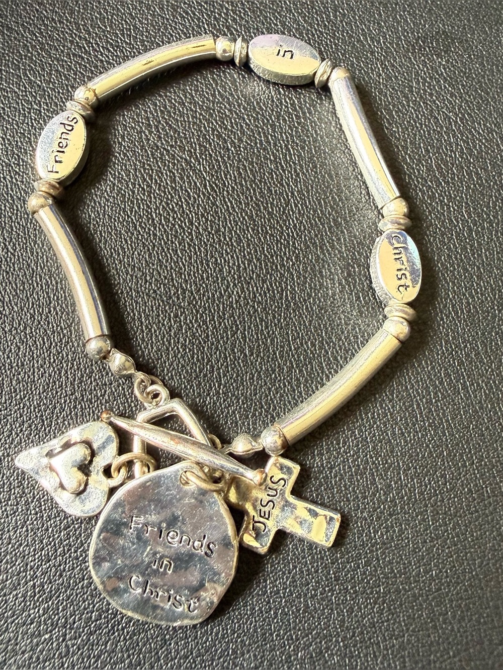 Friends in Jesus Christ Silver Tone Charm Bracelet